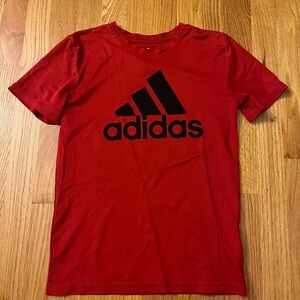 Adidas Boys Red Tee with Black Logo